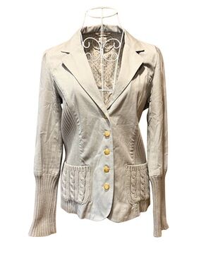 Sundance Size 4 Mixed Media Blazer Cable Knit Sweater Combo Jacket